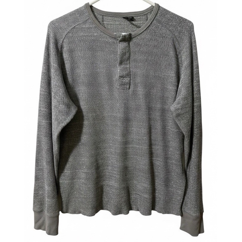 Joe's Jeans Men's Henley Shirt XL Heather Concealed Snap Placket Waffle Knit